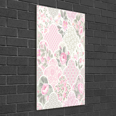 Cuadro de cristal moderno efecto brillo vertical Rosas