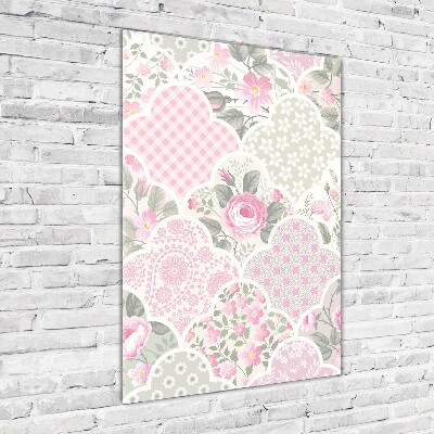 Cuadro de cristal moderno efecto brillo vertical Rosas