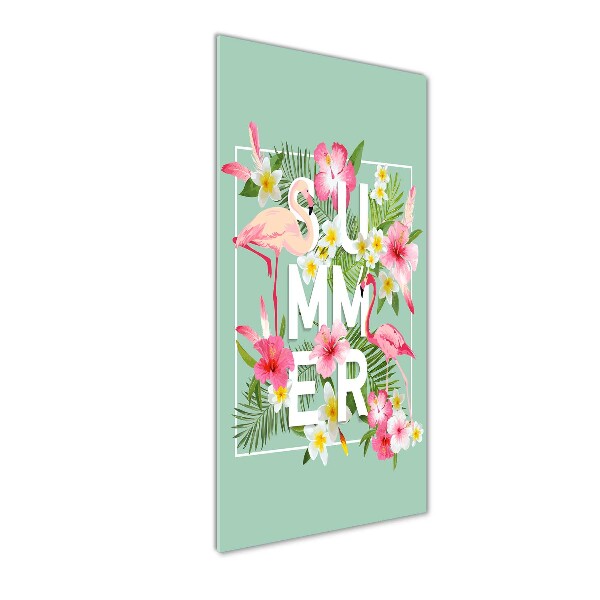 Cuadro de vidrio templado 4mm para pared vertical Vacaciones y flamencos