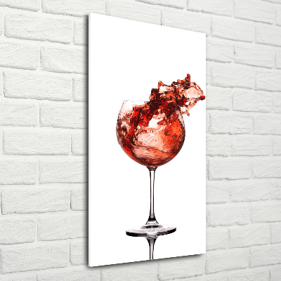 Cuadro decorativo en cristal con canto pulido vertical Una copa de vino