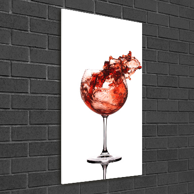 Cuadro decorativo en cristal con canto pulido vertical Una copa de vino