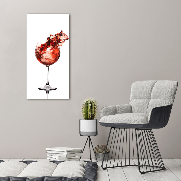 Cuadro decorativo en cristal con canto pulido vertical Una copa de vino