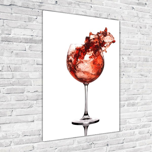 Cuadro decorativo en cristal con canto pulido vertical Una copa de vino
