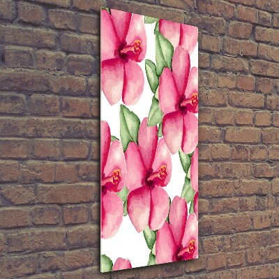 Cuadro de vidrio templado 4mm para pared vertical flores tropicales