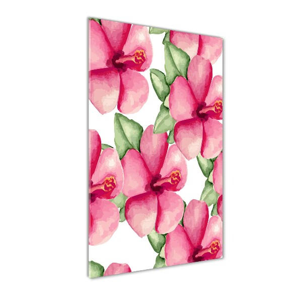 Cuadro de vidrio templado 4mm para pared vertical flores tropicales