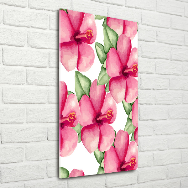 Cuadro de vidrio templado 4mm para pared vertical flores tropicales