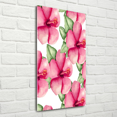 Cuadro de vidrio templado 4mm para pared vertical flores tropicales