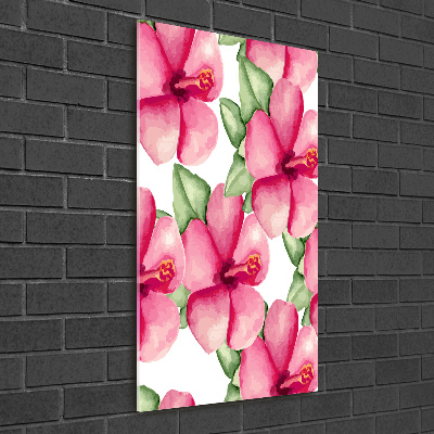 Cuadro de vidrio templado 4mm para pared vertical flores tropicales