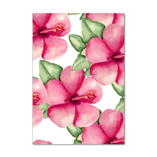 Cuadro de vidrio templado 4mm para pared vertical flores tropicales