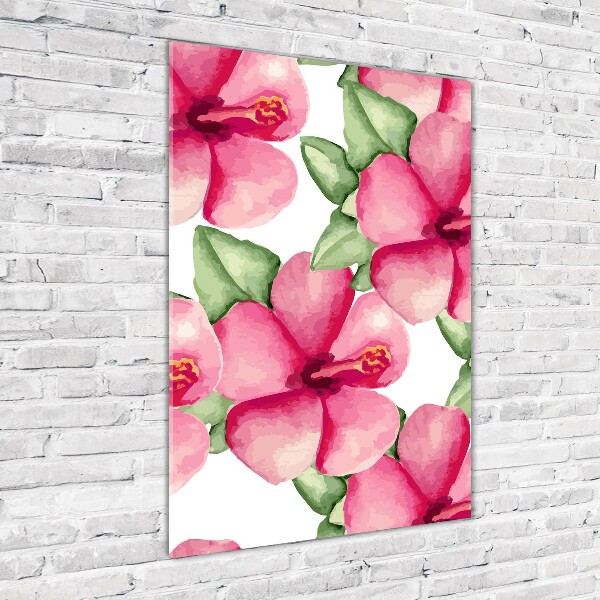 Cuadro de vidrio templado 4mm para pared vertical flores tropicales