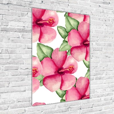 Cuadro de vidrio templado 4mm para pared vertical flores tropicales