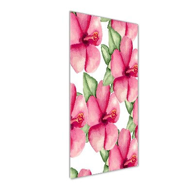 Cuadro de vidrio templado 4mm para pared vertical flores tropicales