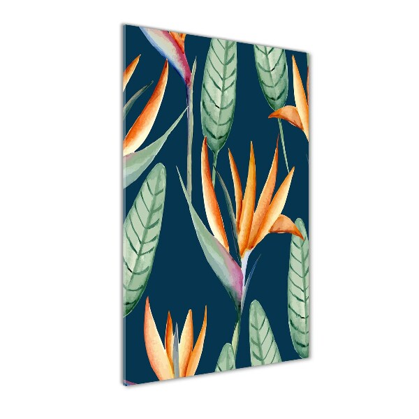 Fotocuadro de cristal elegante para hogar vertical Strelitzia reginae