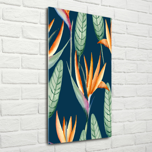 Fotocuadro de cristal elegante para hogar vertical Strelitzia reginae