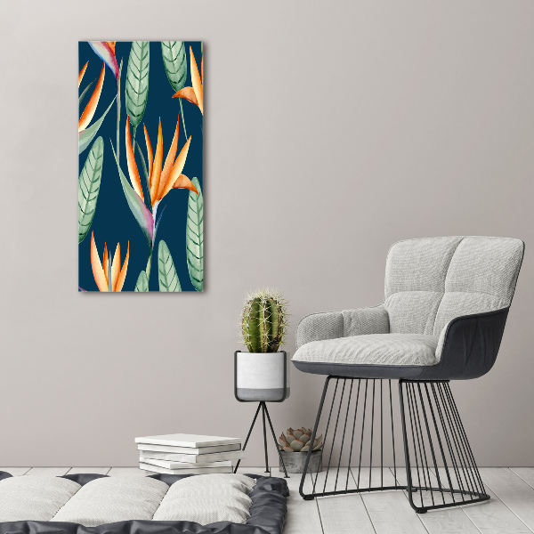 Fotocuadro de cristal elegante para hogar vertical Strelitzia reginae