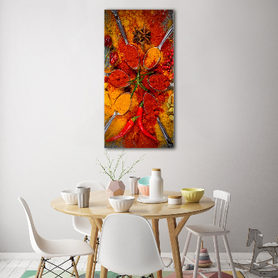 Cuadro de cristal moderno efecto brillo vertical Especias