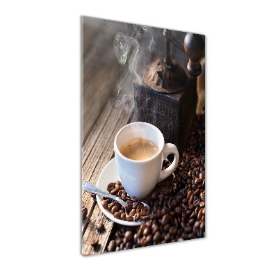 Cuadro decorativo en cristal con canto pulido vertical Una taza de café