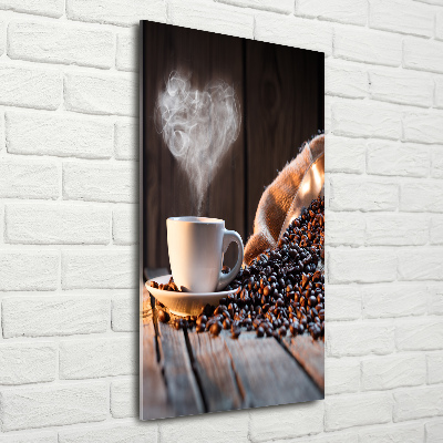 Cuadro de vidrio templado 4mm para pared vertical Una taza de café