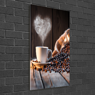 Cuadro de vidrio templado 4mm para pared vertical Una taza de café