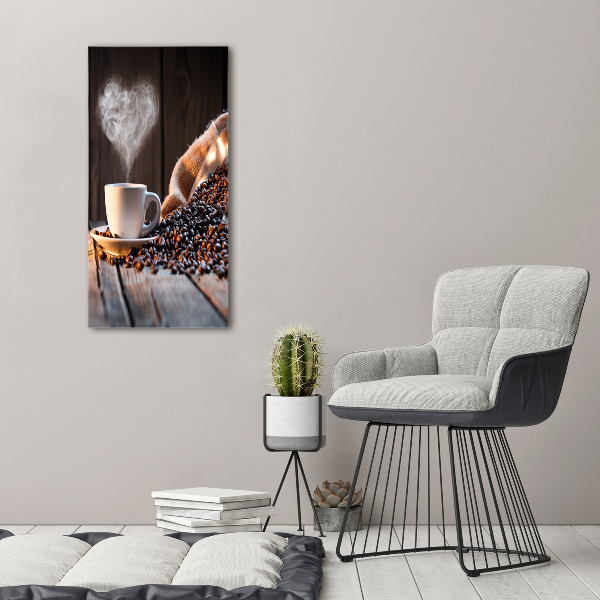 Cuadro de vidrio templado 4mm para pared vertical Una taza de café
