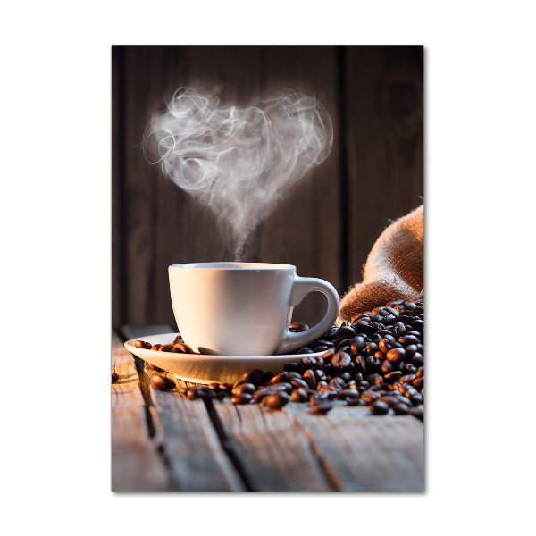 Cuadro de vidrio templado 4mm para pared vertical Una taza de café