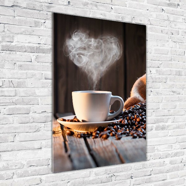 Cuadro de vidrio templado 4mm para pared vertical Una taza de café