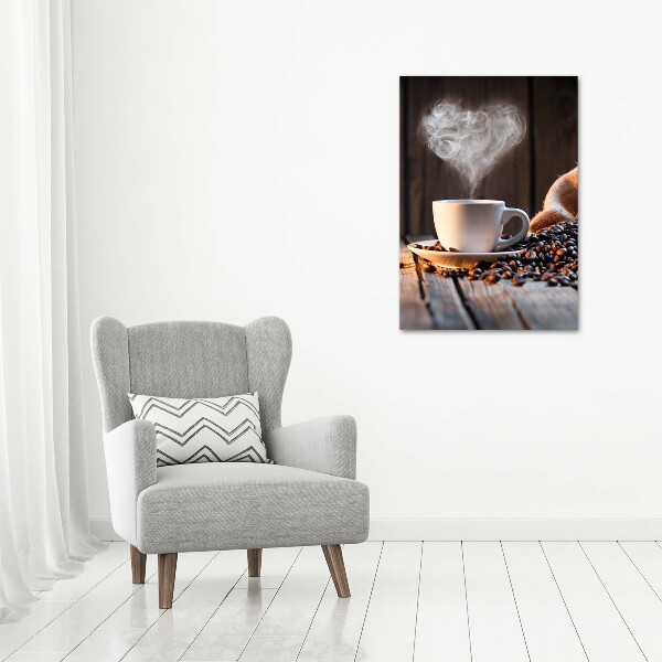 Cuadro de vidrio templado 4mm para pared vertical Una taza de café