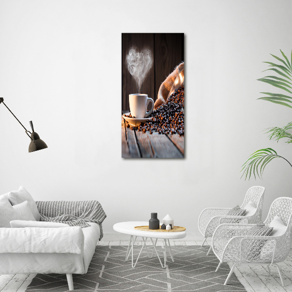 Cuadro de vidrio templado 4mm para pared vertical Una taza de café