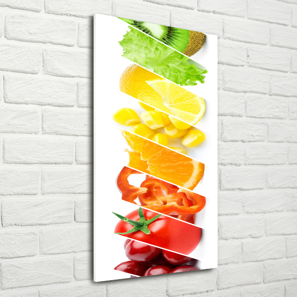 Fotocuadro de cristal elegante para hogar vertical Verduras y frutas