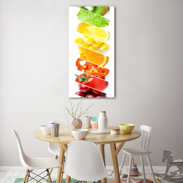 Fotocuadro de cristal elegante para hogar vertical Verduras y frutas
