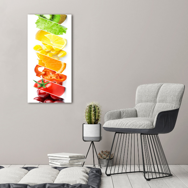 Fotocuadro de cristal elegante para hogar vertical Verduras y frutas