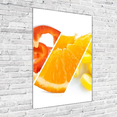 Fotocuadro de cristal elegante para hogar vertical Verduras y frutas