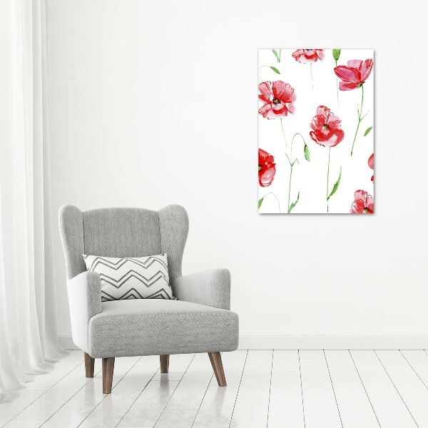 Fotocuadro de cristal elegante para hogar vertical Amapolas