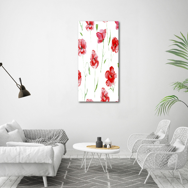 Fotocuadro de cristal elegante para hogar vertical Amapolas