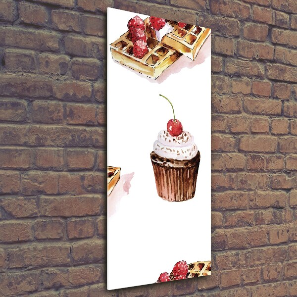 Cuadro de vidrio templado 4mm para pared vertical Muffins y waffles