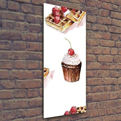 Cuadro de vidrio templado 4mm para pared vertical Muffins y waffles