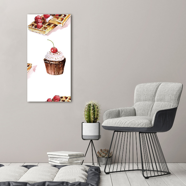 Cuadro de vidrio templado 4mm para pared vertical Muffins y waffles