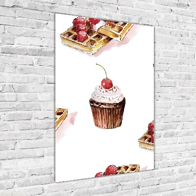 Cuadro de vidrio templado 4mm para pared vertical Muffins y waffles