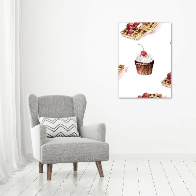 Cuadro de vidrio templado 4mm para pared vertical Muffins y waffles