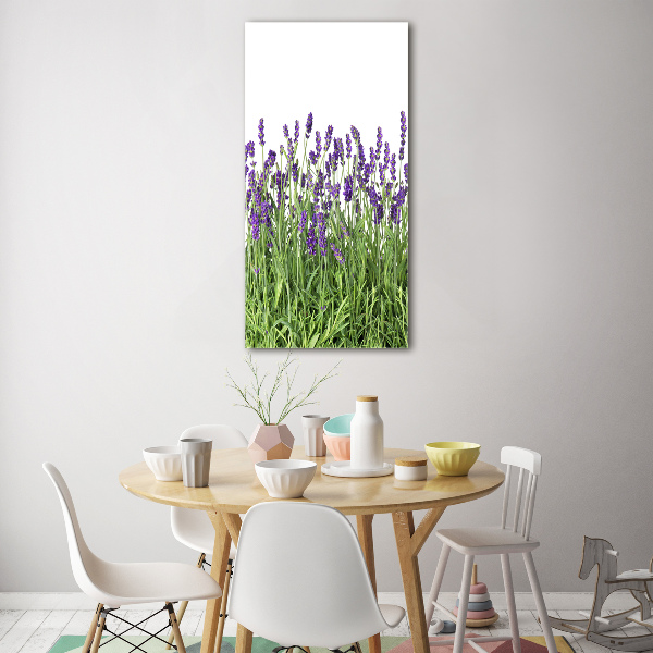 Cuadro decorativo en cristal con canto pulido vertical campo de lavanda