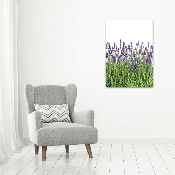 Cuadro decorativo en cristal con canto pulido vertical campo de lavanda