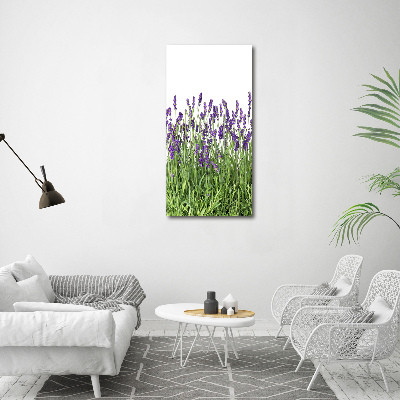 Cuadro decorativo en cristal con canto pulido vertical campo de lavanda