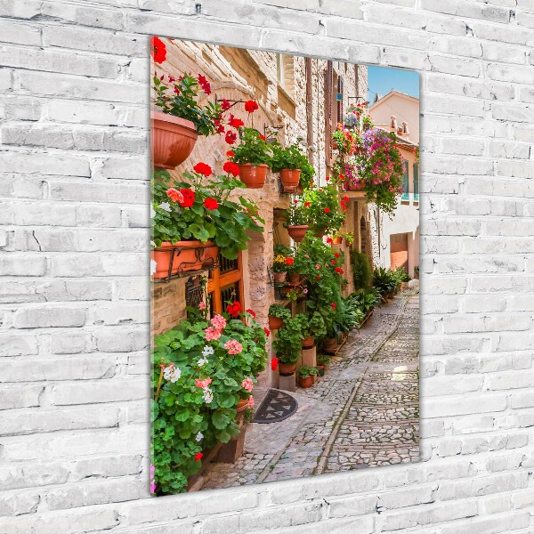 Cuadro de cristal moderno efecto brillo vertical calles italianas