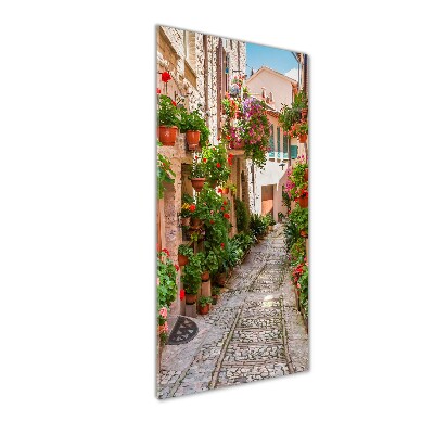 Cuadro de cristal moderno efecto brillo vertical calles italianas