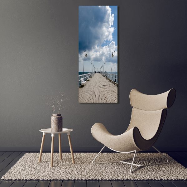 Fotocuadro de cristal elegante para hogar vertical Muelle en Orłowo