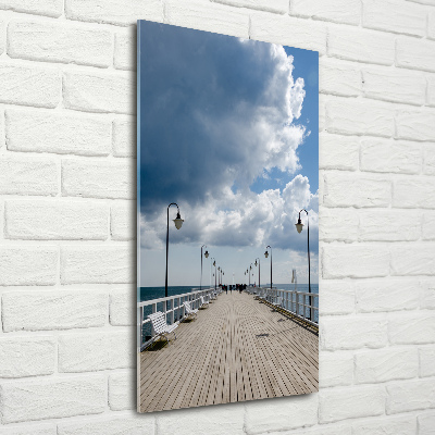 Fotocuadro de cristal elegante para hogar vertical Muelle en Orłowo