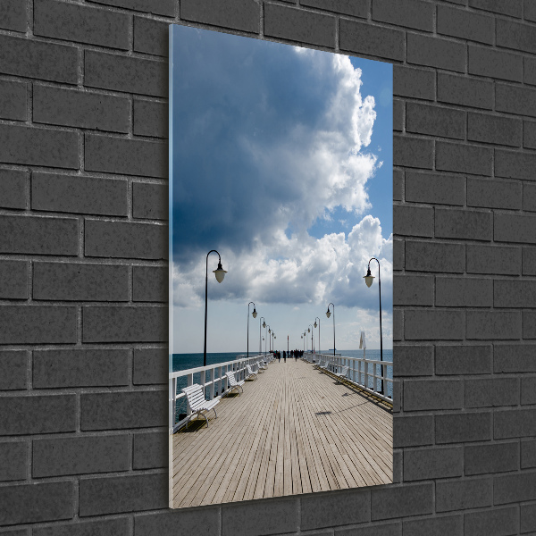Fotocuadro de cristal elegante para hogar vertical Muelle en Orłowo