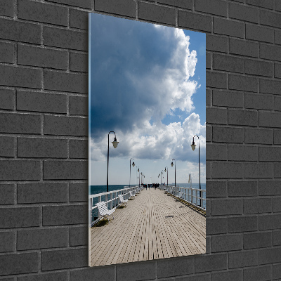Fotocuadro de cristal elegante para hogar vertical Muelle en Orłowo