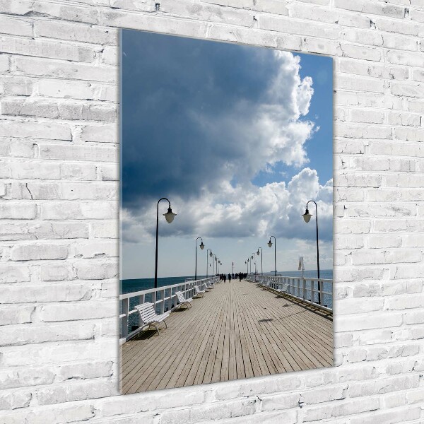 Fotocuadro de cristal elegante para hogar vertical Muelle en Orłowo