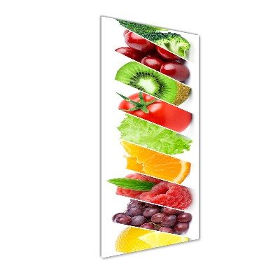 Cuadro decorativo en cristal con canto pulido vertical Verduras y frutas